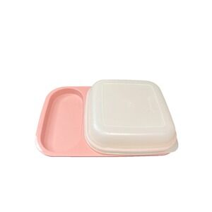 Tupperware 1837 Dusty Rose Mauve MEAL MATE Divided Tray w Sheer Lid